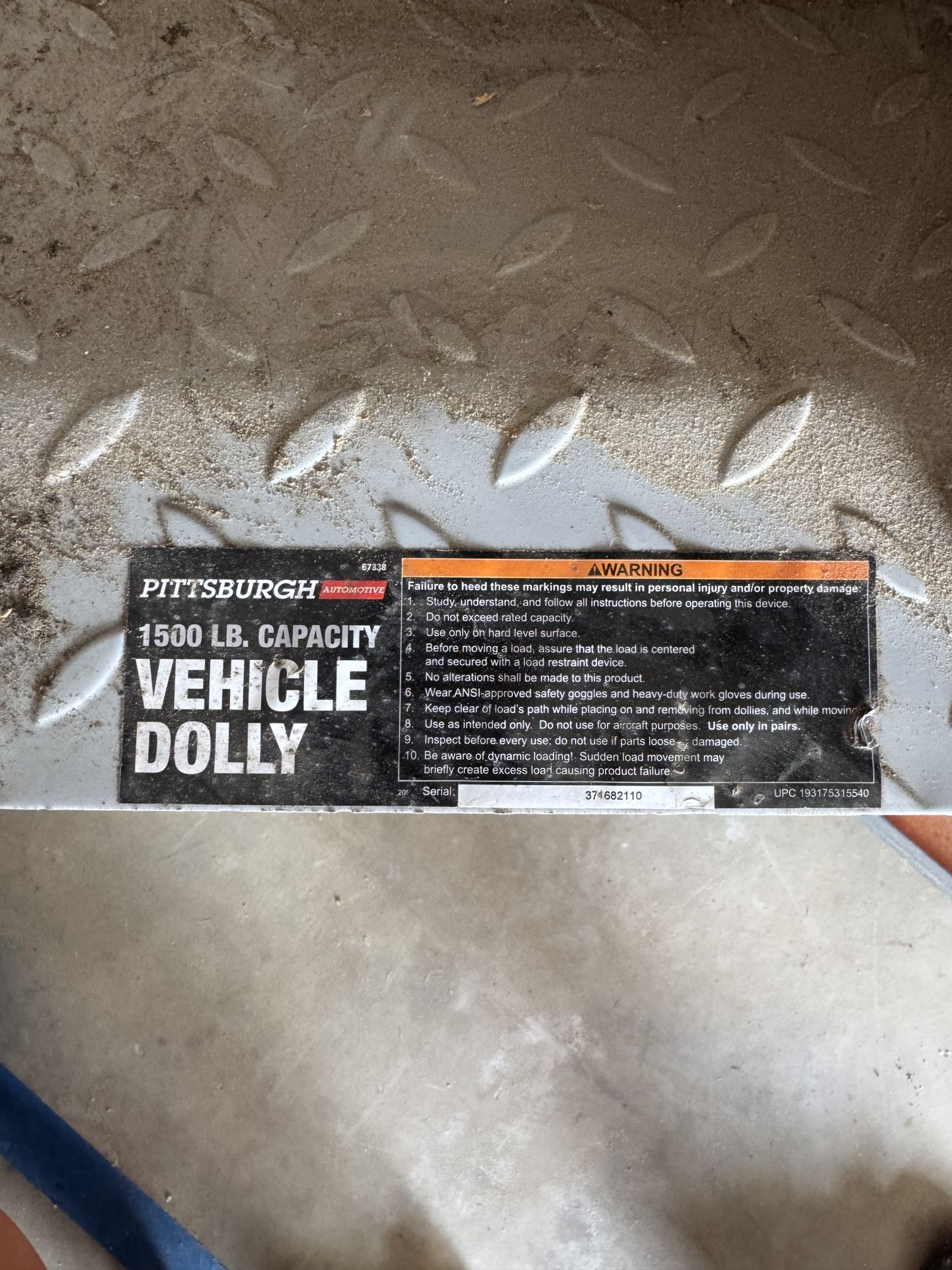 Used Pittsburgh Vehicle Dollies 1,500 Lb Capacity