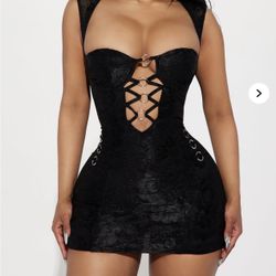 Fashion Nova Black Lace Micro Mini Dress