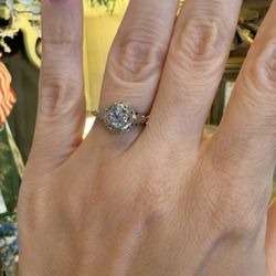 18K Gold Natural Old European Cut Diamond Ring 