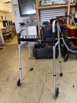 Folding Walker with Wheels – Adjustable Aluminum Mobility Aid