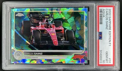 2022 Topps Chrome Sapphire F1 Carlos Sainz Aqua #/99 PSA 10