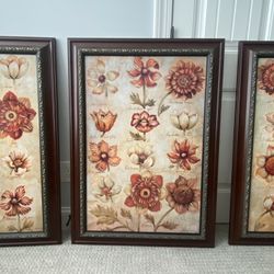 Framed Floral Triptych
