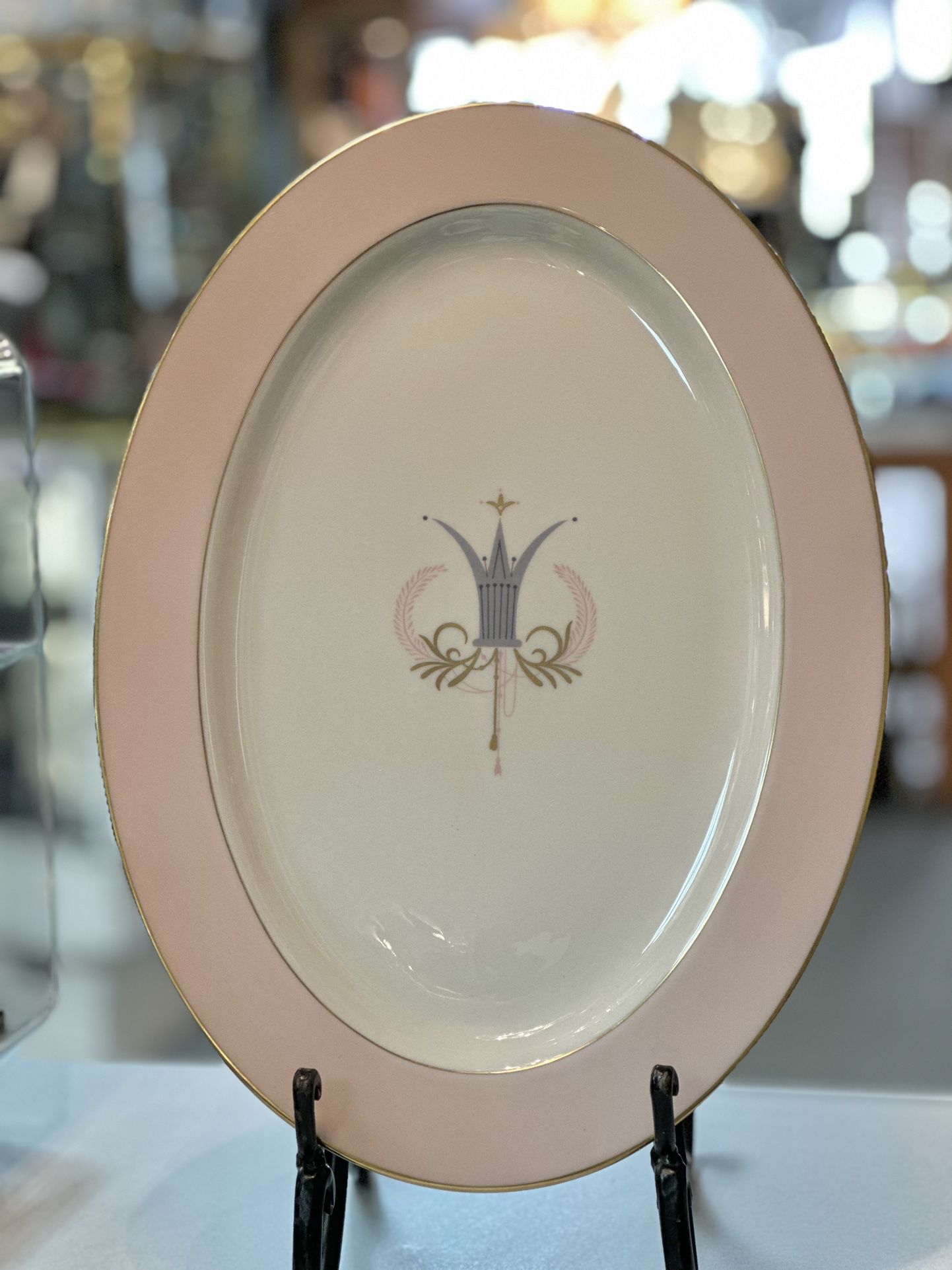 Vintage Royal Splendor by Fine Arts China Serving Platter Pink 15.5 Inches RARE