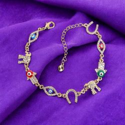 18K Gold Filled over Sterling Silver /Cubic Zirconia Lucky Charms Bracelet