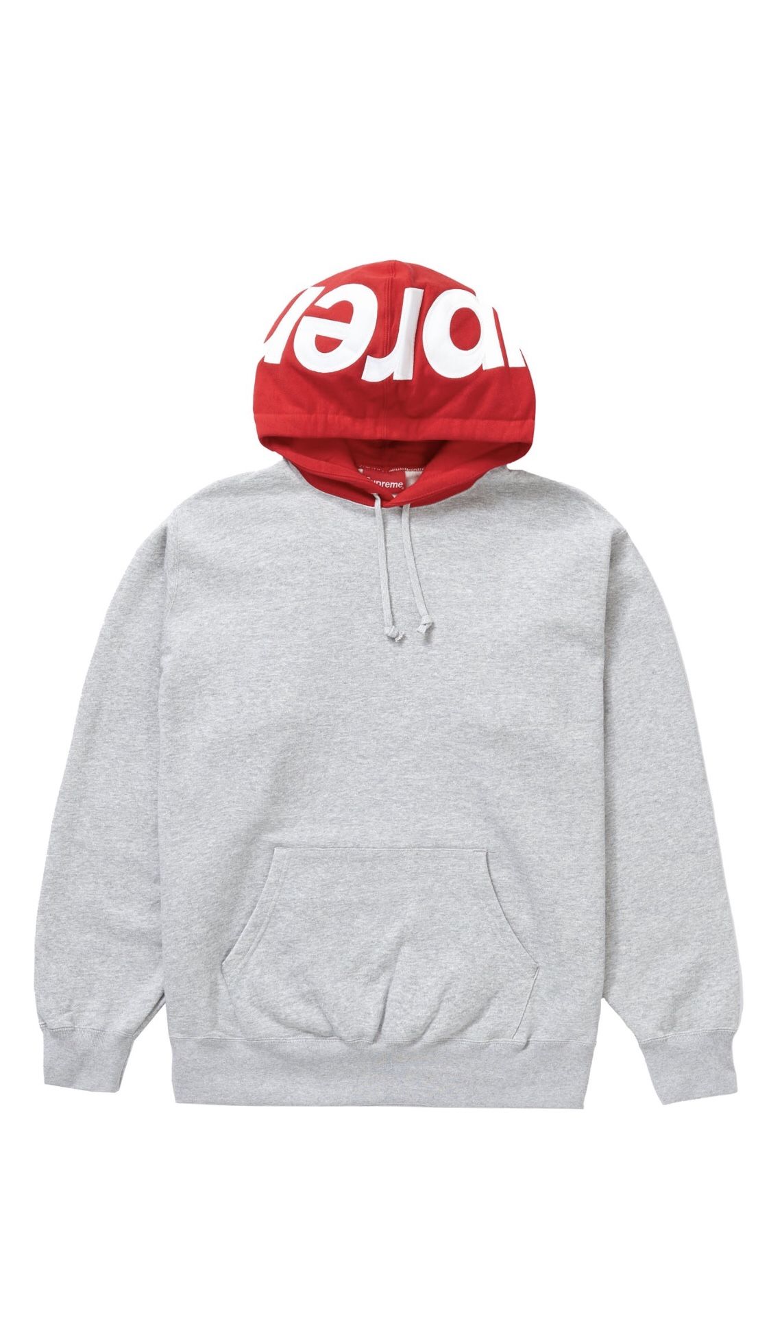 Supreme Contrast Hooded Sweatshirt Hoodies Heather Grey Size XL