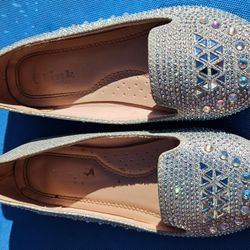 Link Forever Girl's Rhinestone Studded Slip On Ballet Flats 
