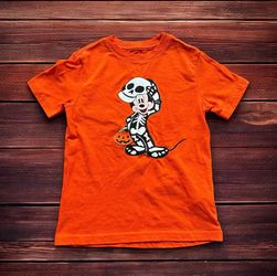 Wonder Nation Kids Orange Mickey Halloween Skeleton Graphic Tee XS 4/5