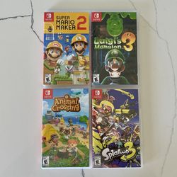 4 Nintendo Switch Games | Splatoon 3, Animal Crossing, Mario Maker, Luigi’s Mansion