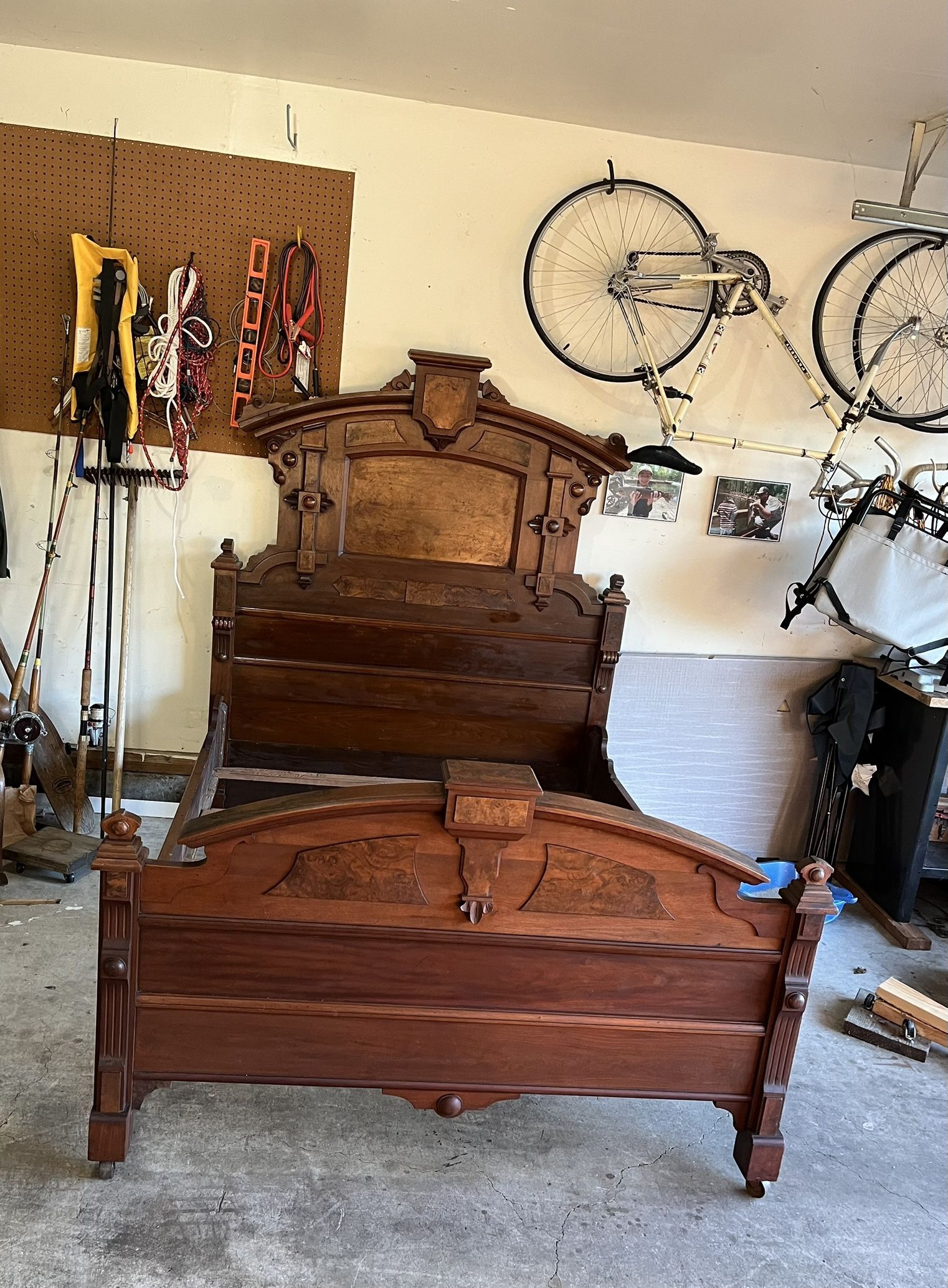 Late 1800s Antique Walnut Full-size bed frame