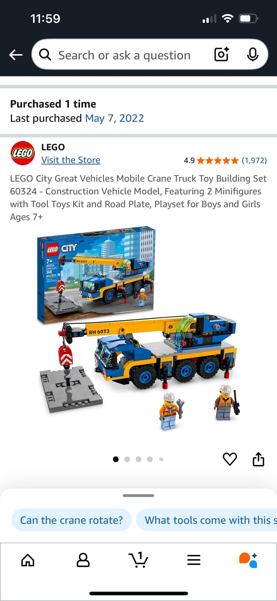 LEGO City Great Vehicles Mobile Crane Truck 60324
