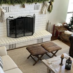 Pair Of Wicker Ottomans 