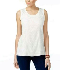 Style & Co. Size Small XL Womens NEW Natural Embroidered Tank Top Lace