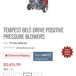 Tempest 24” PPV Fire/Restoration Blower – 5.5HP – Commercial Grade