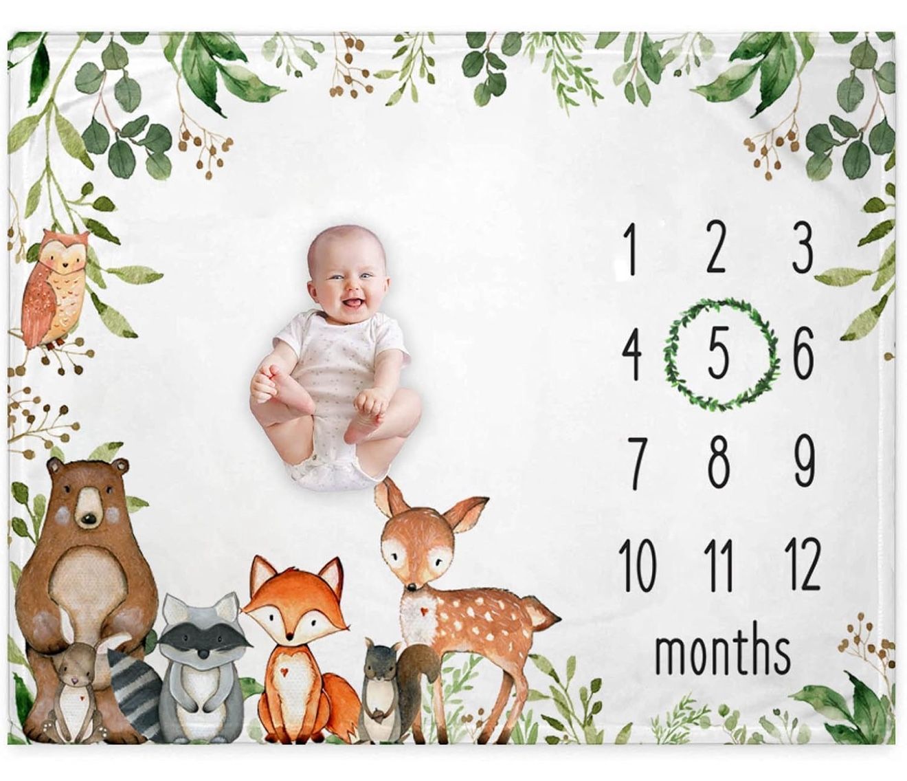 Woodland Baby Monthly Milestone Blanket