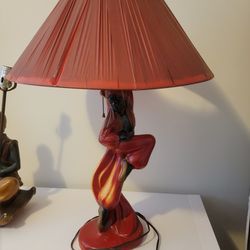 Vintage Blackamoor Chalkware MCM Genie Nubian Lamp 