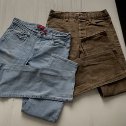 Light Blue Guess Jeans & Brown Levi Jeans 