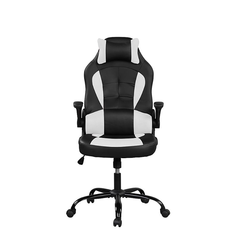 Venus White and Black Vegan Leather Gaming Chair