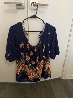 Dark blue floral blouse