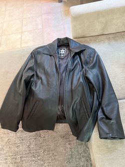 Men’s black leather jacket