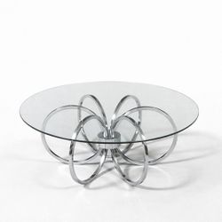 Mid-Century Modern Chrome Ring & Glass Coffee Table, c.1970's - Delivery Available