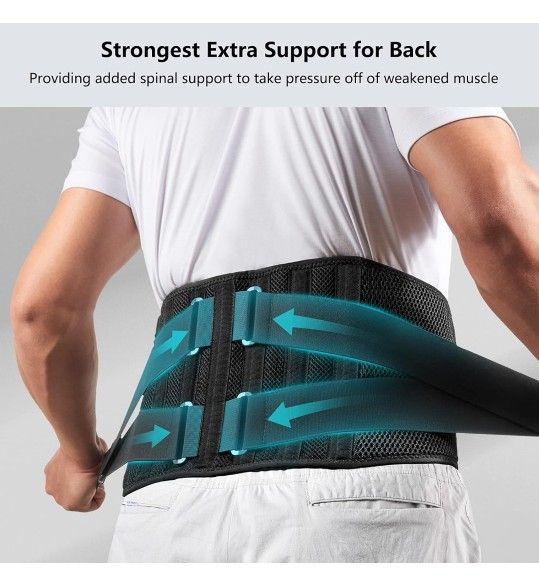 Air Mesh Back Brace for Men Women Lower Back Pain Relief with 7 Stays, Adjustable Back Support Belt for Work, Anti-skid Lumbar Support for Sciatica Sc