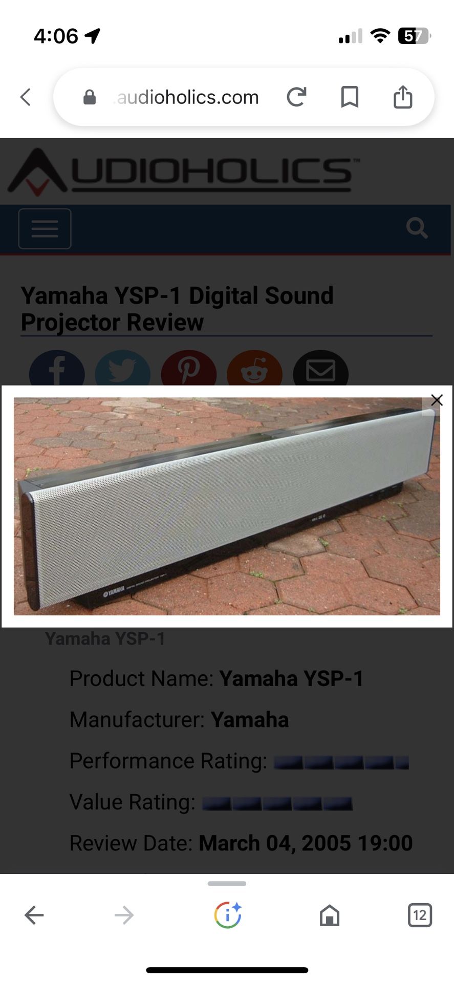 Yamaha YSP-1 Digital Sound Projector SoundBar