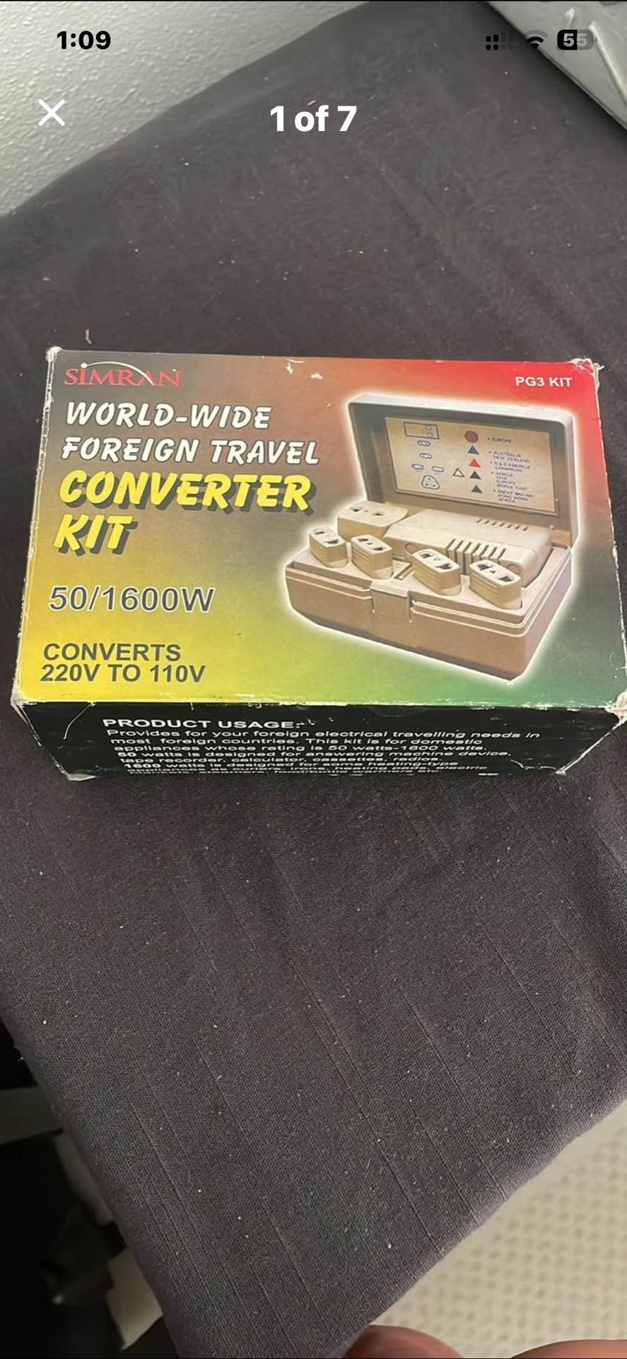 Simran PG3 KIT World - Wide Foreign Travel Converter Kit 50/1600W Converts 220V to 110V 