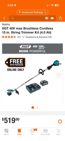 Makita XGT 40V  Brushless 15” String Trimmer Kit