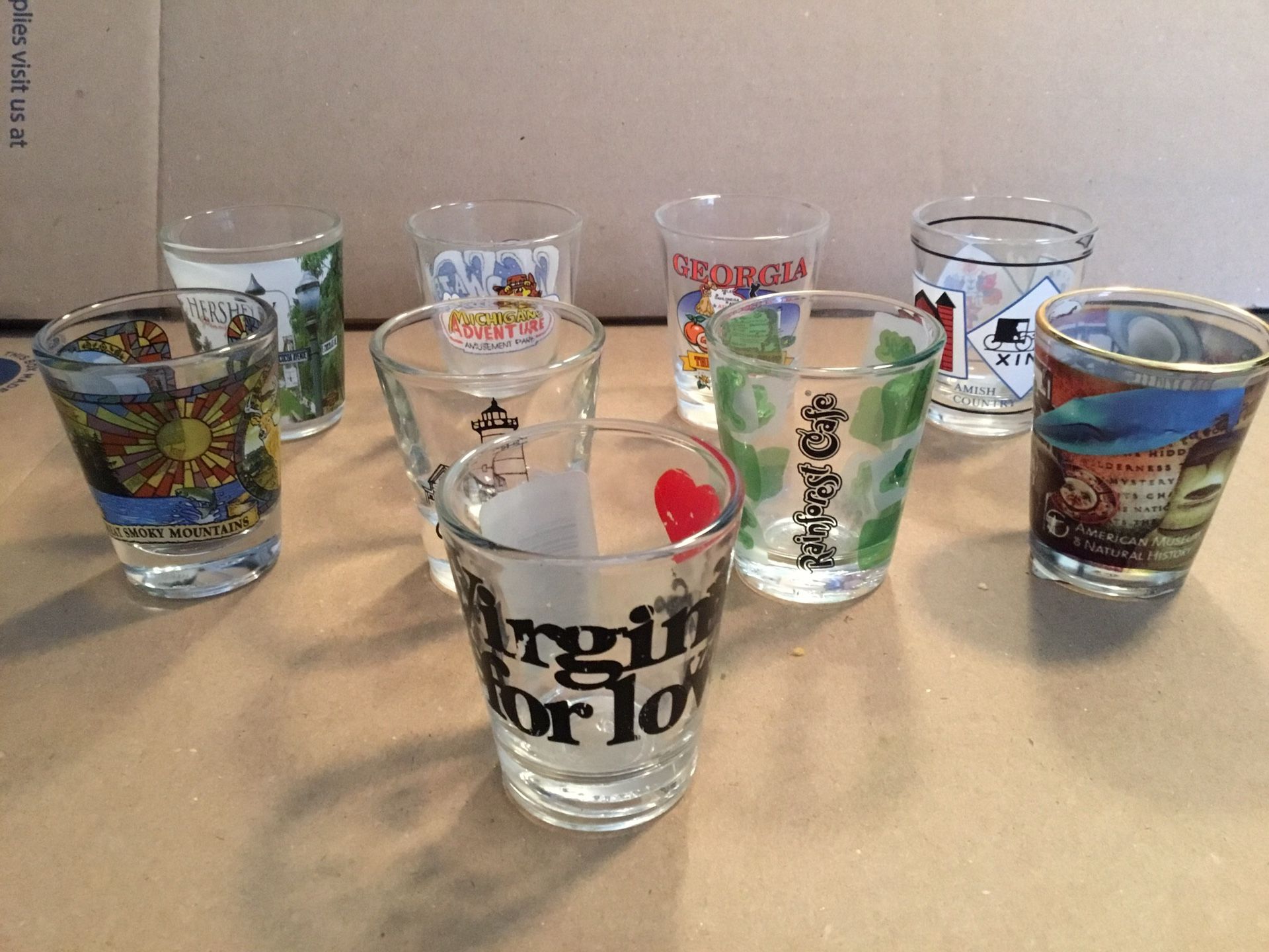Shot glass collection VIRGINIA, HERSHEY, PA & more