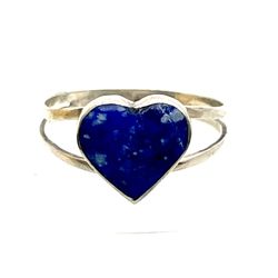 Sterling Lapis Heart Ring