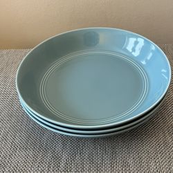 Set of 3 Crate & Barrel Hue Light Blue Soup/Pasta Plates