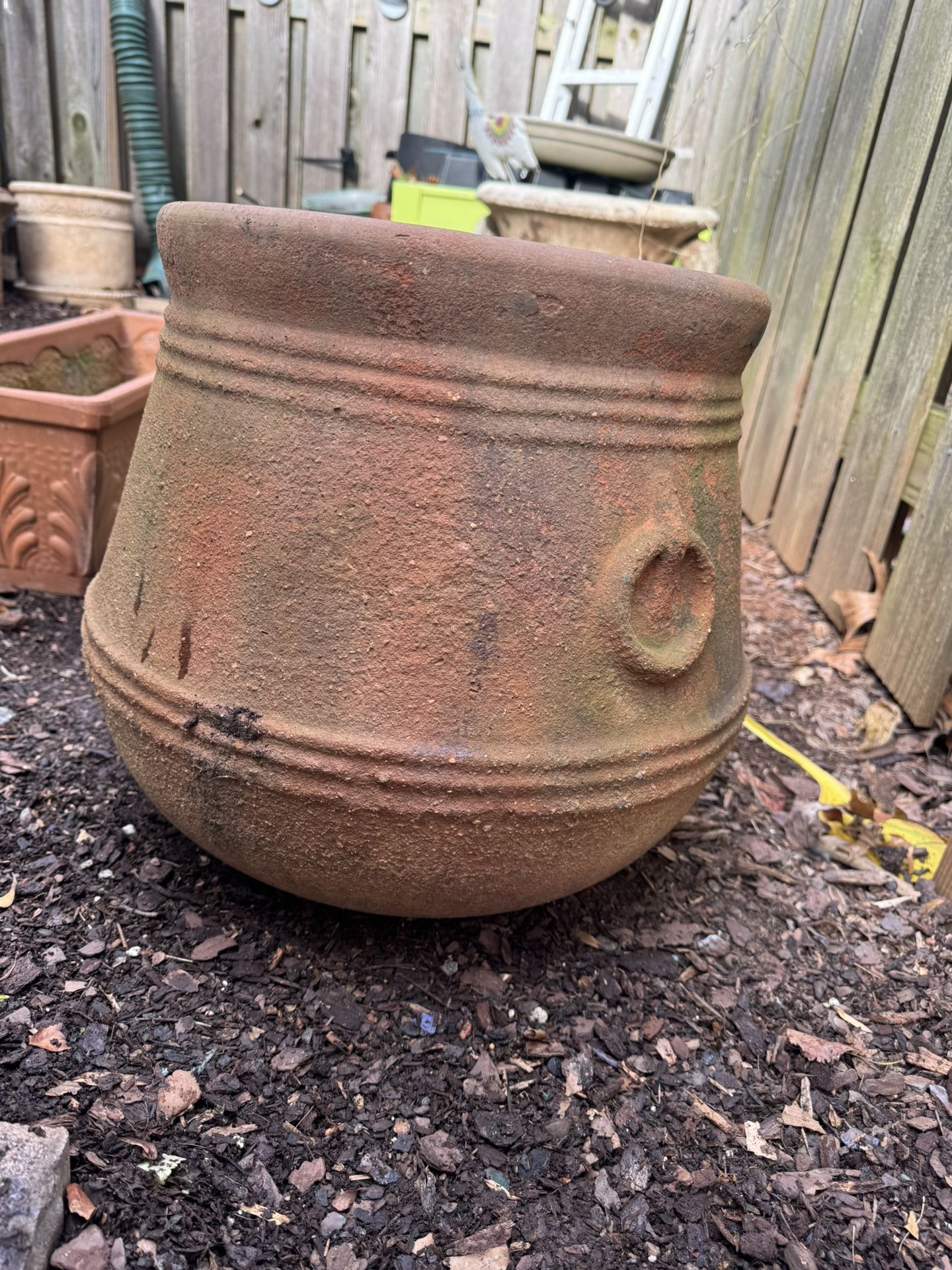 14.5inx13in Vintage Terracotta Planter