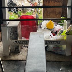 Power Strength Weight Bench w/ Barbell Rack – Home Gym