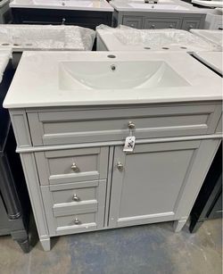 Assembled New 30 Inch Grey Bathroom Vanity with Sink Modern Bathroom Vanity Storage Cabinet
