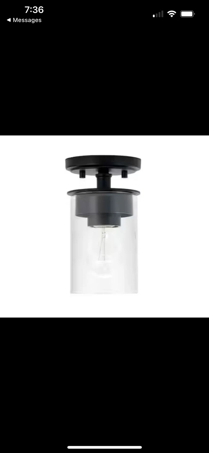 HOMEPLACE LIGHTING Mason 5" W x 8" H 1-Light Mini Semi-Flush or Pendant in Black