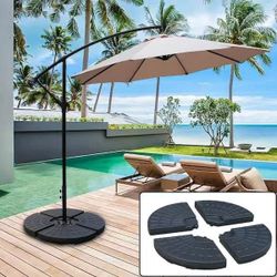 145 lb. Capacity Weighted Cantilever and Offset Patio Umbrella Base in Black (4-Piece)
