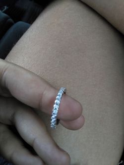 Silver Crystal Eternity Band Ring