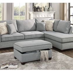 Gray Sectional Sofa With Ottoman 