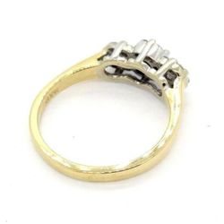 14K White Yellow Gold Three Flower Pave Set Cluster Diamond Band Ring #32189