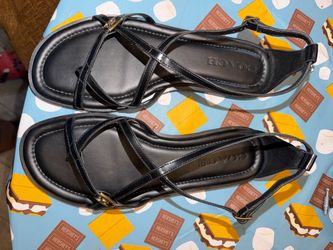 Coach Black Leather Strappy Sandals