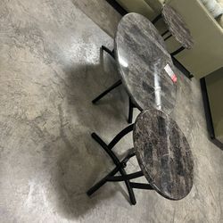Three-piece table set with end tables