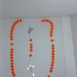 Orange Crystal Beads Rosary 