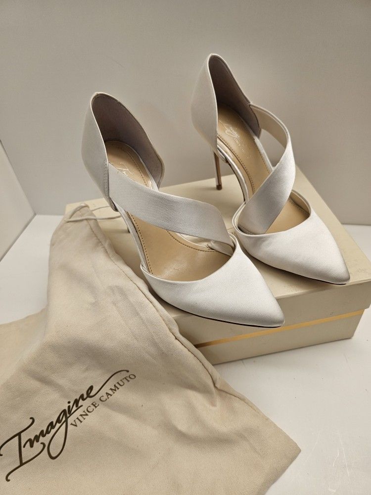 π Vince Camuto Imagine OYA Heels β Ivory Satin β Size 6M β Glamorous, Elegant, Stunning!