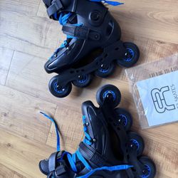 FR FRXP 80 Black And Blue Freeride Skates (Inline Skates/ Roller Skates).NEW Condition. Tested 1 Time Only. Unisex Size 7 - (7 to Men, and 8 to Women)