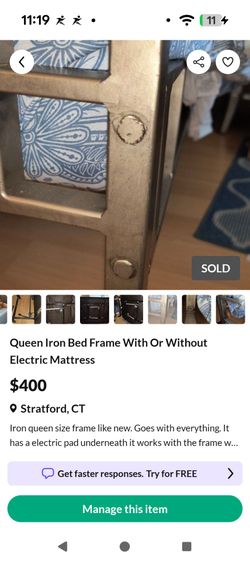 Queen Iron Bed Frame With Or Without Electric Mattress NOT SOLD