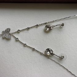 Butterfly Crystal Necklace And Earring Set