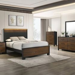 Queen  size bed frame with led lights new in a box mattress included  we offer same day delivery   Cama Queen  size con Luz led Nueva en Caja Colchon.