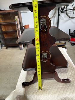 Vintage 3 tier table with leather top