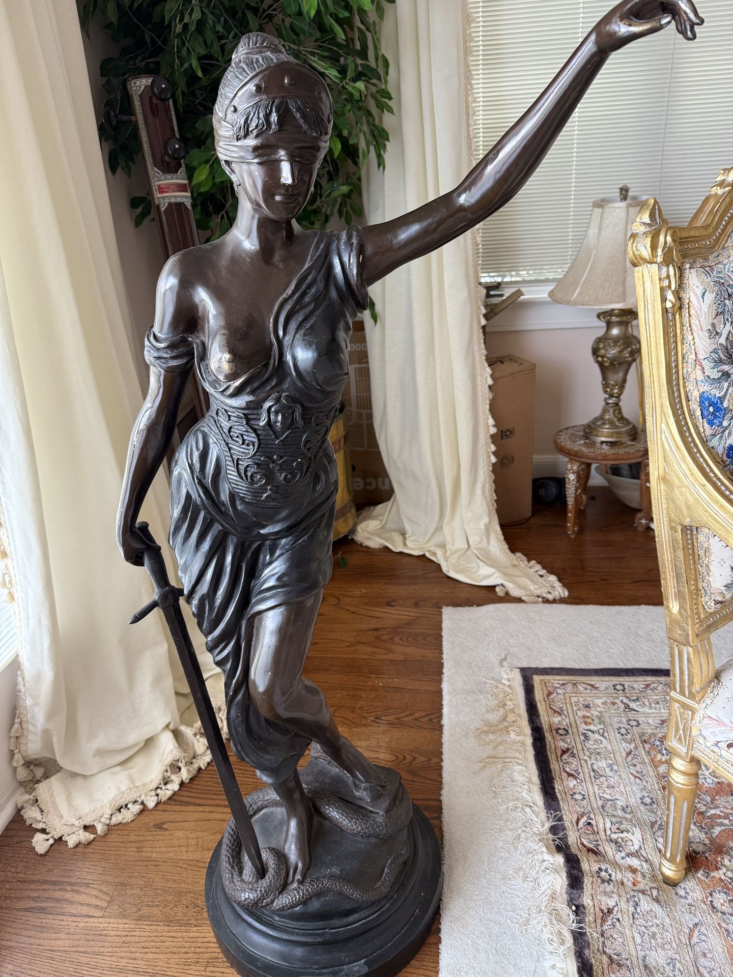 Bronze Statue Of Lady Justice. Beautiful And One Of A Kind
