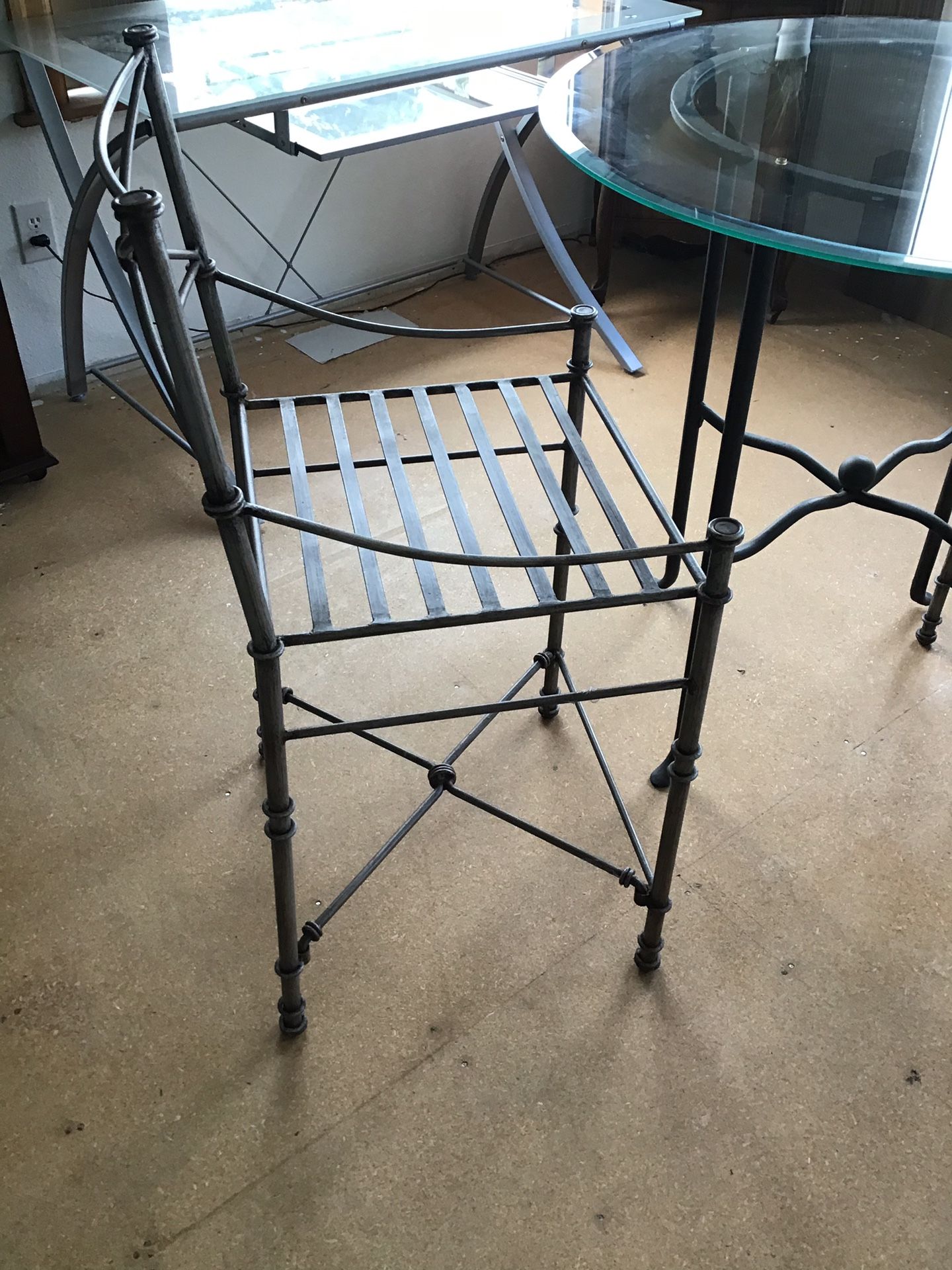 3ft round glass and counter height chairs
